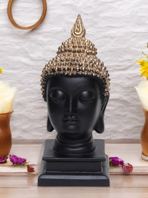 VIVARS CRAFT Handcrafted Buddha Head Statue - Decorative Buddha Idol Decorative Showpiece  -  22 cm(Polyresin, Black)