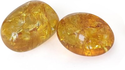 VIBESLE Natural Citrine Tumble Stone – Original Certified Yellow Crystal Stone Tumble Decorative Showpiece  -  4 cm(Stone, Yellow)