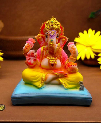 Sankalan Creation Ganesha Decorative Showpiece  -  16 cm(Marble, Multicolor)