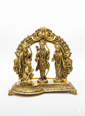 Kapil Steel Shri Ram Mandir Brass Wall Hanging Idol | Premium Handcrafted Temple Art Decorative Showpiece  -  10 cm(Brass, Gold)