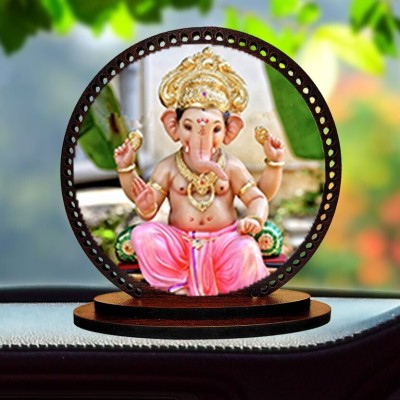 Giftlab Lord Ganesha ji Idol for car Dashboard & Home Decorative Showpiece Decorative Showpiece  -  8 cm(Wood, Multicolor)