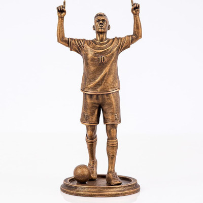 Artmagic football player bronze statue decorative sports for home and office decor Decorative Showpiece  -  10 cm(Resin, Gold)