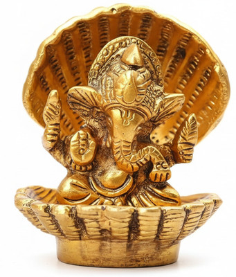 WearCraftJPR Ganesh Idol Decorative Showpiece  -  11 cm(Metal, Gold)