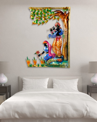 Craftowl Radhe krishna Large Wall Hanging Tree Frame Home Décor (L21XH30XW1.5 Inc) Decorative Showpiece  -  76.2 cm(Metal, Multicolor)