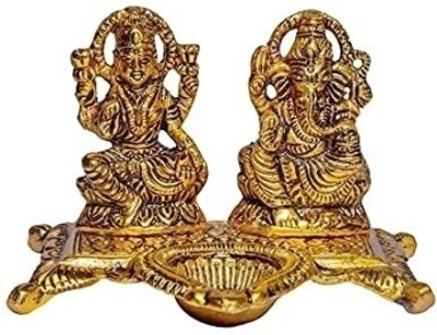 Eleven mart Metal Gold Plated Laxmi Ganesh|| Lord Laxmi Ganesha Brass Statue Decorative Showpiece  -  15 cm(Metal, Gold)