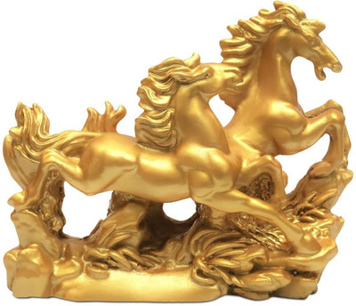 vastu vardan Golden Running Horses for Prosperity, Positive Energy, Vastu Remedy{ Pack of 1 } Decorative Showpiece  -  16 cm(Resin, Yellow)