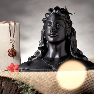 DV Devesh Venture Adiyogi Lord Shiva Shankara Statue 6 inches Car Dashboard Idol Home Office Sawan Decorative Showpiece  -  10 cm(Polyresin, Black)