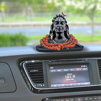 PUCHCHI Polyresin Adiyogi Statue for Car Dashboard,Gift Items for Home,Office,(Adiyogi) Decorative Showpiece  -  15.7 cm(Polyresin, Black)