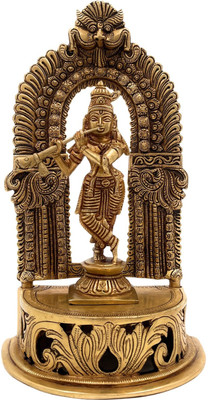 Bhunes Brass Lord Krishna Idols For Pooja, Kanhaiyya Murti, Thakurji Statue, Krishna Decorative Showpiece  -  27 cm(Brass, Gold)