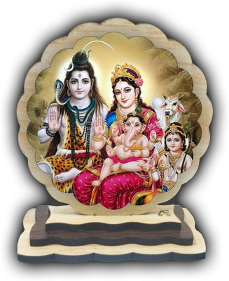 ART END Wooden Car Dashboard Idols Photo Shiv Parivar -5 Decorative Showpiece  -  8 cm(Wood, Multicolor)