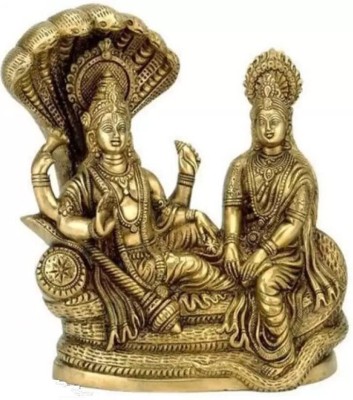 Chkoteravatiya Lord Vishnu Laxmi Sculpture Decorative Showpiece (Brass, Gold) Decorative Showpiece  -  10 cm(Brass, Gold)