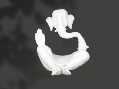 Euroxo Ganesha Marble Showpiece for Home Decor Decorative Showpiece  -  18 cm(Marble, White)