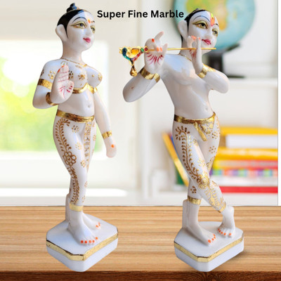 RAHI CREATION Radha Krishna Iscon Statue Marble Dust 10 Inch Decorative Showpiece  -  25 cm(Marble, Multicolor)