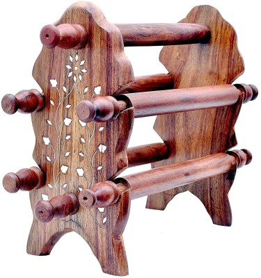 TFS Handmade Wood Carving Bangle Holder Jewelry Stand 6 Tier Decorative Showpiece  -  28 cm(Wood, Brown)