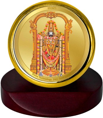 DIVINITI 24K Gold Plated Tirupati Bala Ji Photo Frame For Car Dashboard, Home Decor, Puja Decorative Showpiece  -  7 cm(Gold Plated, Multicolor)