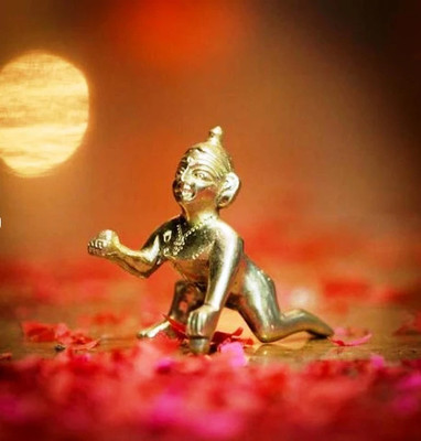KANISHQ RELIGIOUS IDOL LADDU GOPAL (SIZE NO.4) Decorative Showpiece  -  6 cm(Brass, Gold)