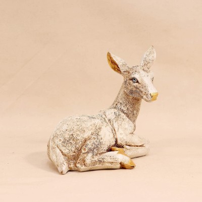 woodsala Deer/Oryx Antique Gift Collectible Figurines for Home & Living Decor Handicraft Decorative Showpiece  -  12.7 cm(Fiber, White)