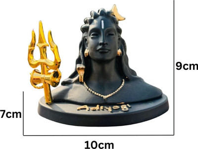 SBBCO Divine Magnet Adiyogi Shiv Statue Matte Finish For Car Dashboard Decorative Showpiece  -  9 cm(Resin, Black)