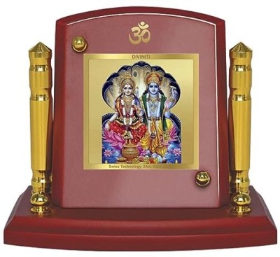 DIVINITI 24K Gold Plated Vishnu Ji Photo Frame For Car Dashboard, Home Décor, Puja Decorative Showpiece  -  7 cm(Gold Plated, Multicolor)
