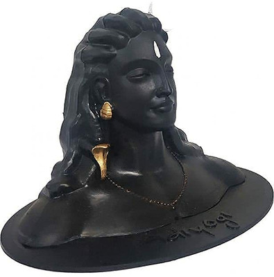 Adnate Adiyogi Statue for Car Dashboard, Living Home, Office Spaces and Table Top F3 Decorative Showpiece  -  10 cm(Polyresin, Black)