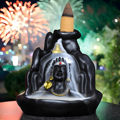 CRAFTWELL MAHADEV INSCENSEHOLDER WITH 30 PCS DHOOP STICKS Polyresin Incense Holder Set(Black)