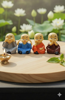 MR & MRS COLLECTIONS MiniBalMonk-Set4 Decorative Showpiece  -  3.5 cm(Resin, Polyresin, Multicolor)