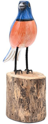 Bagus Bird Figurines - Recycled Wood Collectibles | Rare Birds Home Decor Items Decorative Showpiece  -  8 cm(Wood, Orange)