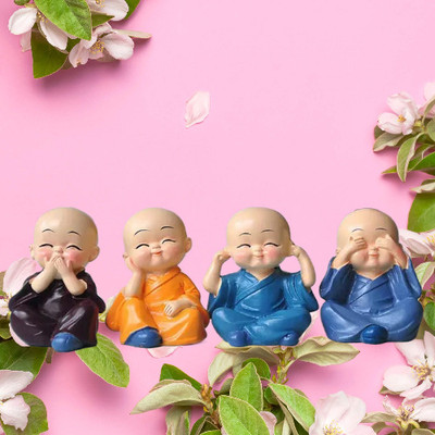 BZILO 4 Monks 6 cm Feng Shui & Vastu Showpiece 8 cm Handicraft M_1 Decorative Showpiece  -  2 cm(Polyresin, Multicolor)