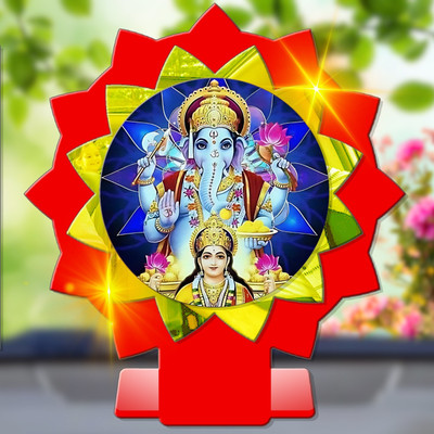 SANBIA Lakshmi Ganesh Laxmi Ganesha Car Dashboard Idol Premium Decorative Showpiece  -  11 cm(Plastic, Multicolor)