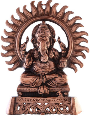 JaipurCrafts Lord Ganesha In Chakra Sitting On Chowki God Idol Decorative Showpiece  -  26.67 cm(Metal, Brown)
