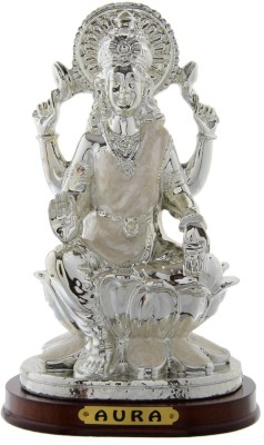 JaipurCrafts Goddess Laxmi Sitting On Lotus God Idol for Home/Office Decorative Showpiece  -  20.32 cm(Brass, Silver)