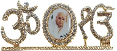KAPRAK Guruji Swaroop Om & Ek Omkaar For Car Dashboard Decorative Showpiece  -  4.5 cm(Brass, Gold)