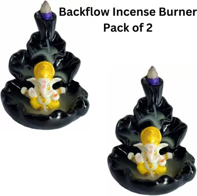 Kunti Craft Handicrafted Smoke Ganesha Water Fountain Backflow incense burner (Pack of 2) Decorative Showpiece  -  12 cm(Polyresin, Multicolor)