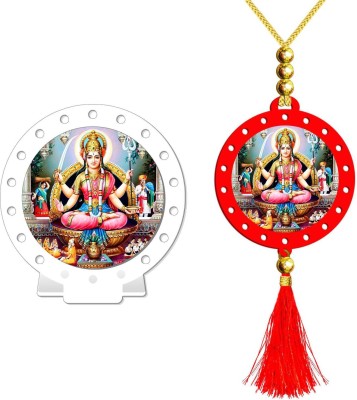 GiftsRange Santoshi Mata White Car Dashboard Idol & Red Car Hanging (Set of 2) Decorative Showpiece  -  20 cm(Plastic, Multicolor, White)