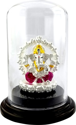 SILVERSPOT JEWEL 999 Pure Silver Ganesha/Vinayaka Beautiful Idol with Acrylic Base for Pooja Decorative Showpiece  -  10 cm(Silver, Silver)