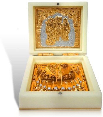 Adhvik Ram Darbar Gold Plated Wealth & Prosperity Charan Paduka Home/office/gift Box Decorative Showpiece  -  10 cm(Plastic, Gold)