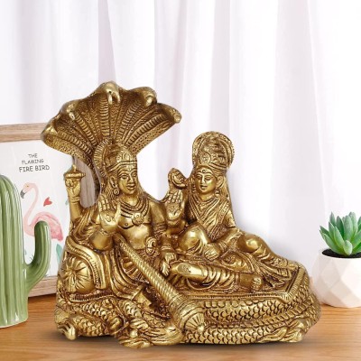 LABHCART Brass Lakshmi Vishnu Idol God Goddess Statues Religious Deity Decorative Showpiece  -  10 cm(Brass, Gold)