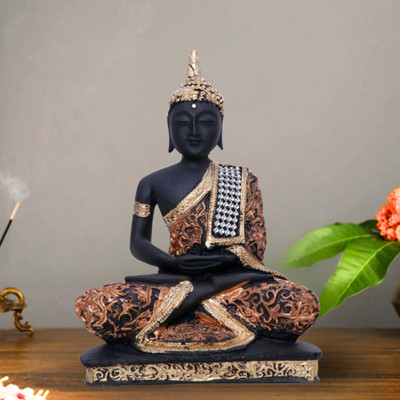 GW Creations Beautiful Lord Gautam Buddha Statue Meditating Position for Home Decor Decorative Showpiece  -  16 cm(Polyresin, Copper)