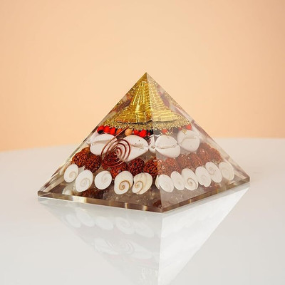 BHAGYA G MahaLaxmi Crystal Pyramid with Shree Yantra Energy Vastu Pyramid for Home Office Decorative Showpiece  -  8 cm(Crystal, Multicolor)