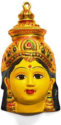 Puja N Pujari Varalakshmi Face Mask Medium (6.5 Inches) Decorative Showpiece  -  16.5 cm(Brass, Yellow)