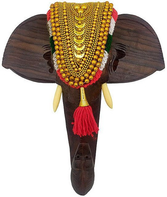 LOYAL DEVAA 8 inch Rosewood Elephant Head Figurine with Nettipattom ideal for home decor Decorative Showpiece  -  21 cm(Wood, Brown)