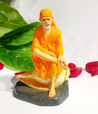 Hemant art Sai Baba Statue Idol,Murti Marble Pure Resin Marbal an Idol of Sai Baba Decorative Showpiece  -  12.7 cm(Resin, Orange)