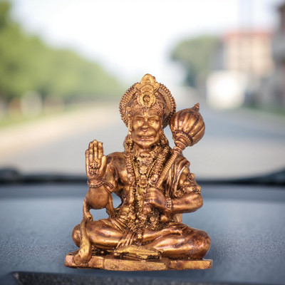 AVG ARTISTRY Sitting Shri Ram Hanuman Statue Resin Idol Symbol of Devotion, Strength Decorative Showpiece  -  9 cm(Polyresin, Copper)