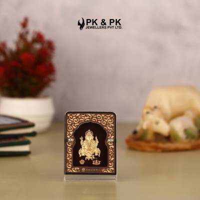 PK & PK JEWELLERS Ganesh Ji Table Top | 24KT Gold | Small Size [6x8 cm] Decorative Showpiece  -  9 cm(Metal, Brown)