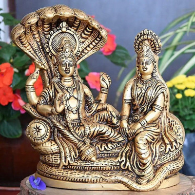 SBBCO laxmi vishnu idol, Lakshmi Vishnu Ji , Gold, Standard,Brass Lord Laxmi,Vishnu Decorative Showpiece  -  21.70000000000001 cm(Metal, Yellow)