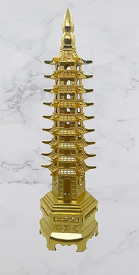 Shopperduniya Fengshui Education Tower for Academic Success & Best for Positive Energy Decorative Showpiece  -  10 cm(Metal, Gold)