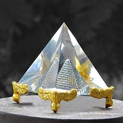 DIVINE Crystal Pyramid For Positive Energy Good Luck & Prosperity Decorative Showpiece  -  6 cm(Crystal, Clear)