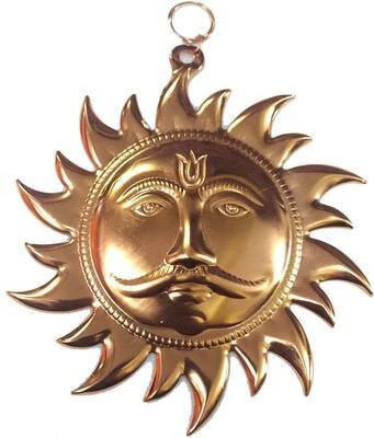SBBCO Divine Edge Brass Sun Mask Wall Hanging Vastu for Home & Pooja Room Decorative Showpiece  -  18 cm(Metal, Copper)