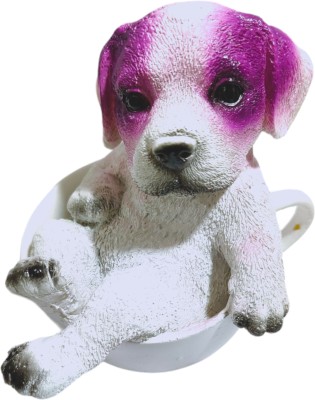 Sawcart Resin Dog Puppy in a Cup for Home and Office Decoration for Gift Decorative Showpiece  -  10 cm(Polyresin, Multicolor)