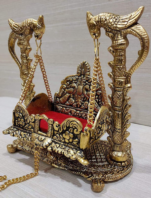 sanskaari Metal Laddu Gopal Jhula Palna for Laddu Gopal Ji Swing Palna with Peacock Design Jhula